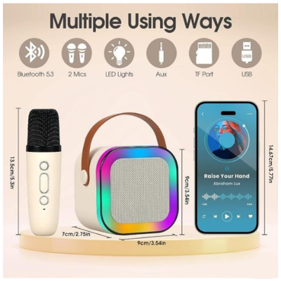 Picture of K12 Speaker Bluetooth Audio with Microphone Small Home KTV Karaoke Microphone Professional Children Singing Bluetooth Speaker Column for Children Family - Rokomari Ponner Hat Single Speaker