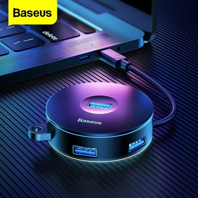 Picture of Baseus 4 USB Port HUB USB C to Multi Ports USB3.0 USB 3.0 Type C HUB Splitter For  PC Computer USB-C Type-C HAB Adapter Black USB
