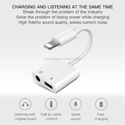 Picture of JOYROOM S-Y104 Ben Series Apple_3.5mm+Lightning Adapter Length: 1.2m(White) White