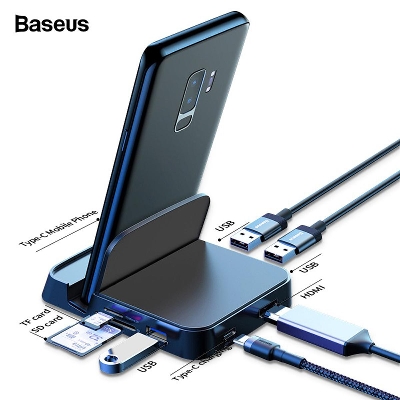 Picture of Baseus 7 in 1 Type-C Hub Docking Station Adapter With Type-C PD Charging Black