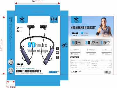 Picture of KZI K-300 Neckband Bluetooth Headset BT5.4 Sports Headset Magnetic on/off - Vibration - Voice Changer--Long Battery- Bluetooth Neckband - Best Neckband