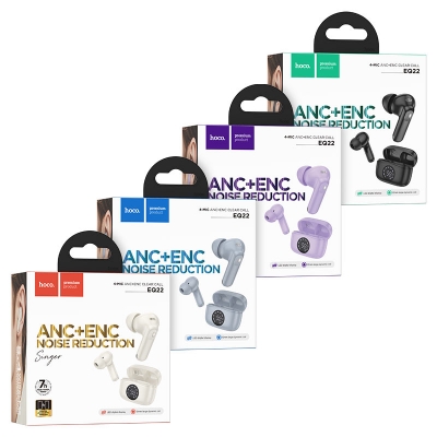 Picture of Hoco EQ22 Singer ANC+ENC True Wireless Earbuds | Bluetooth 5.4 | 13 mm Drivers | 7 H Playback (6 H ANC) | 400 mAh LED Display Case | Touch Controls | IPX5 Sweat‑Resistant | Type‑C Charging