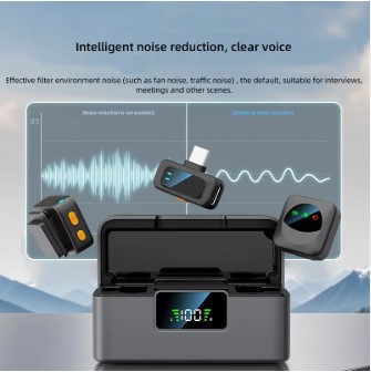 Picture of SX36 Stereo Microphone One Drag Two Wireless Mic for Vlogging Round Collar Clip Microphone