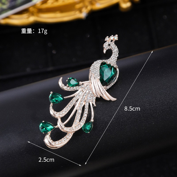 Picture of Light Luxury Micro-Encrusted Zircon Peacock High-End Brooch, Exquisite Elegant, Chinese Style Brooch, Suit Corsage, Accessories Gift
