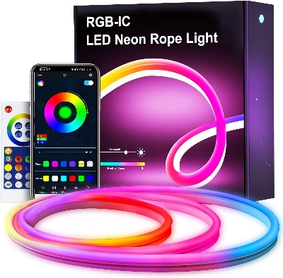 Picture of USB LED Neon Rope Lights, RGB Led Strip Lights with Remote, Color Changing Flexible Led Light Strip, Gaming 5V Neon Lights