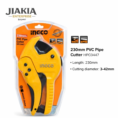 Picture of INGCO 230mm PVC Pipe Cutter HPC0447 | 3–42mm Cutting Capacity | Heavy Duty Pipe Cutting Tool - Yellow