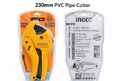 Picture of INGCO 230mm PVC Pipe Cutter HPC0447 | 3–42mm Cutting Capacity | Heavy Duty Pipe Cutting Tool - Yellow