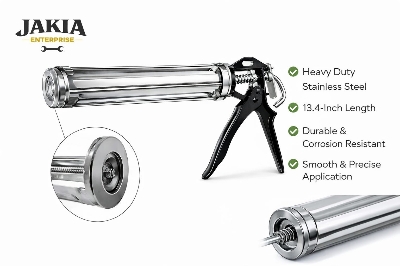 Picture of Stainless Steel Silicone Gun – 13.4 Inch Heavy Duty Hand Caulking Gun - Khaki