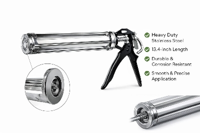 Picture of Stainless Steel Silicone Gun – 13.4 Inch Heavy Duty Hand Caulking Gun - Khaki
