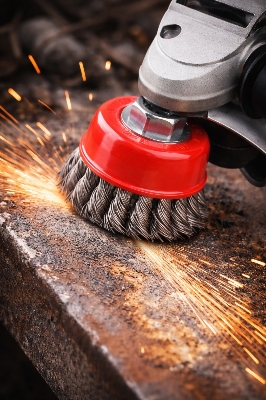 Picture of 3 Inch Wire Wheel Cup Brush – Twisted Knotted Carbon Steel Wire Brush for Rust Removal & Metal Cleaning - Red