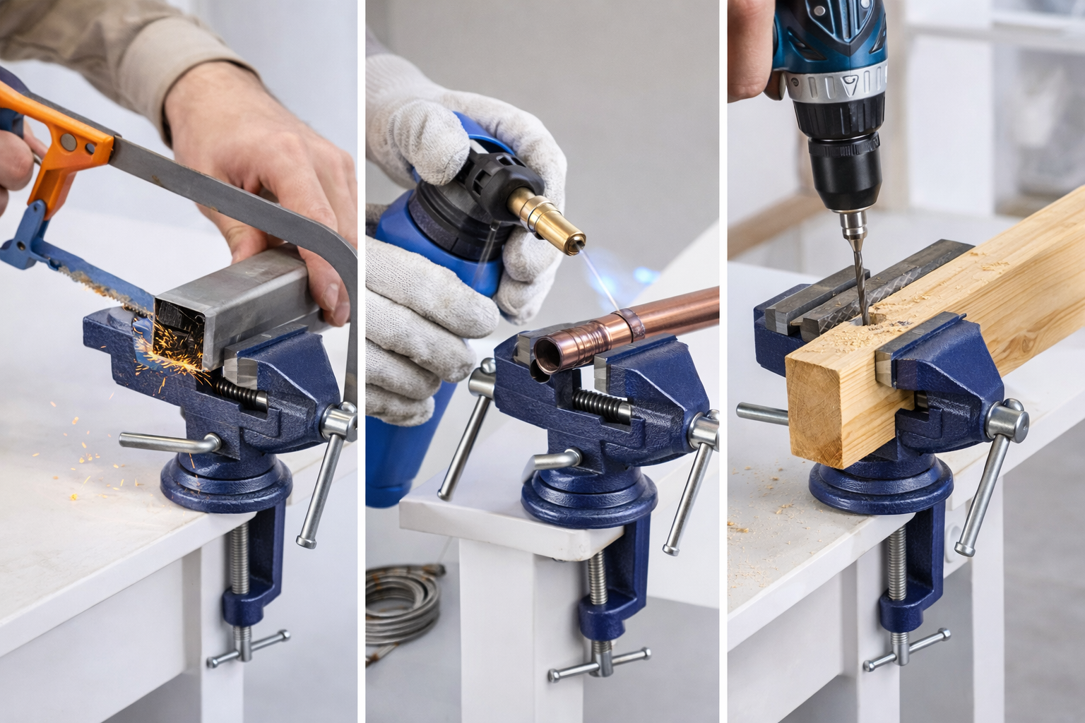 Picture of 2 Inch Swivel Base Bench Vice – Metal Table Clamp Tool for Drilling, Cutting & Repair Work