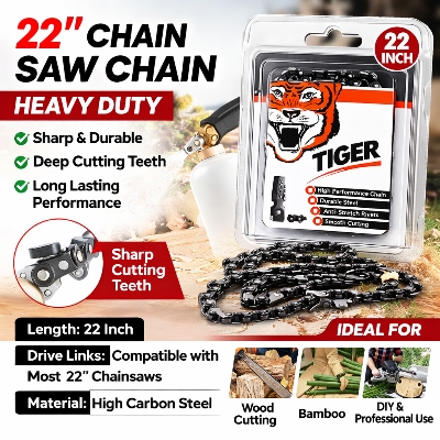 Picture of TIGER Brand 22 Inch Chain Saw Chain – Heavy Duty Chainsaw Machine Chain Blade - Silver