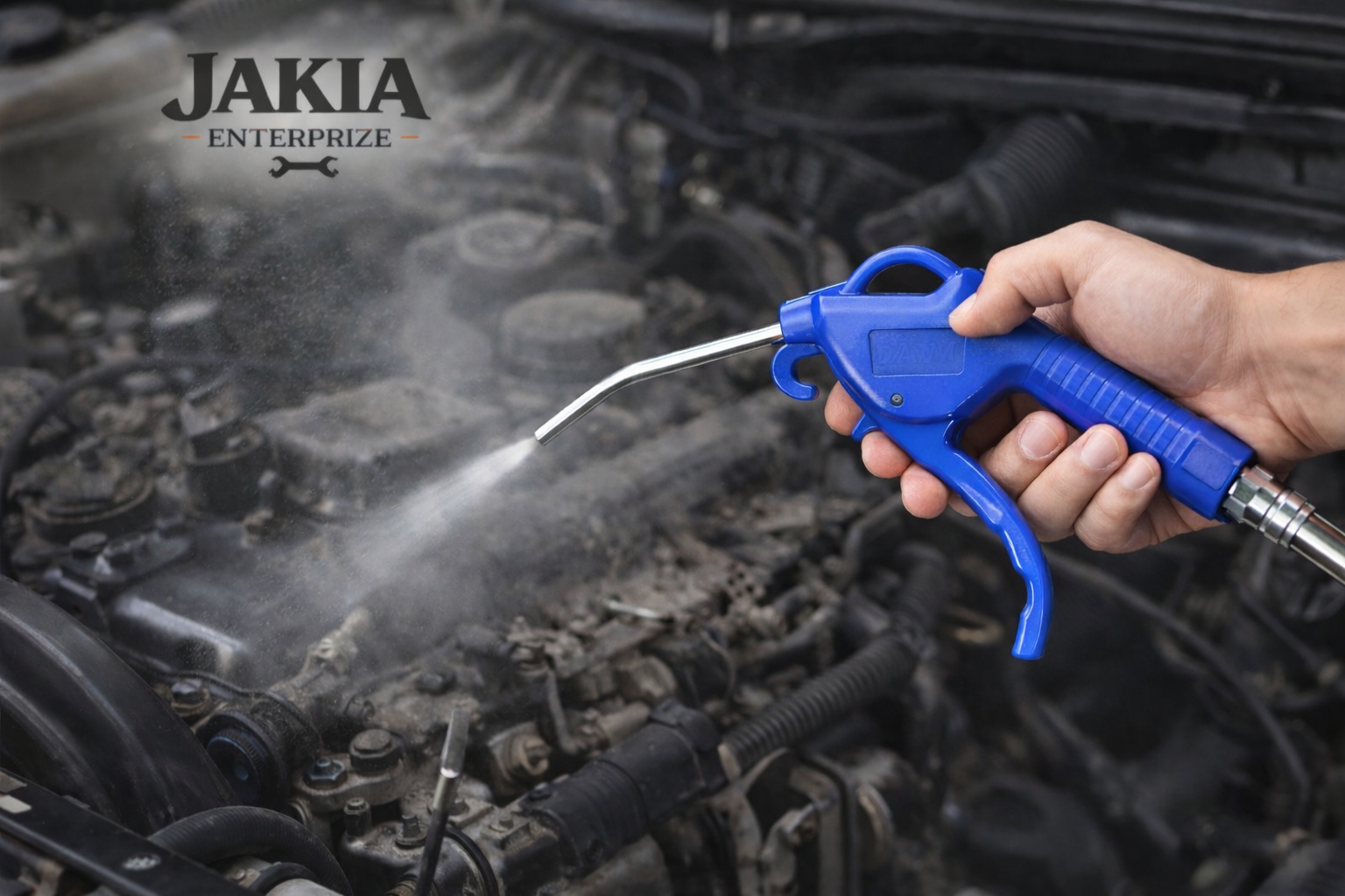 Picture of DANMI Air Blowing Dust Gun 2PC Set – Air Duster Cleaning Gun with Metal Hose Connector - Blue