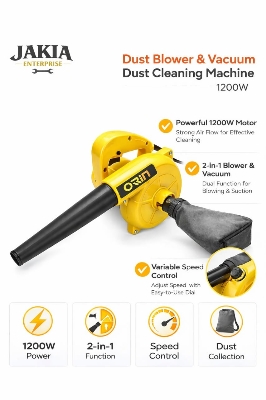 Picture of ORIN 1200W Dust Blower & Vacuum Cleaner – 2 in 1 Electric Air Blower Machine - Yellow
