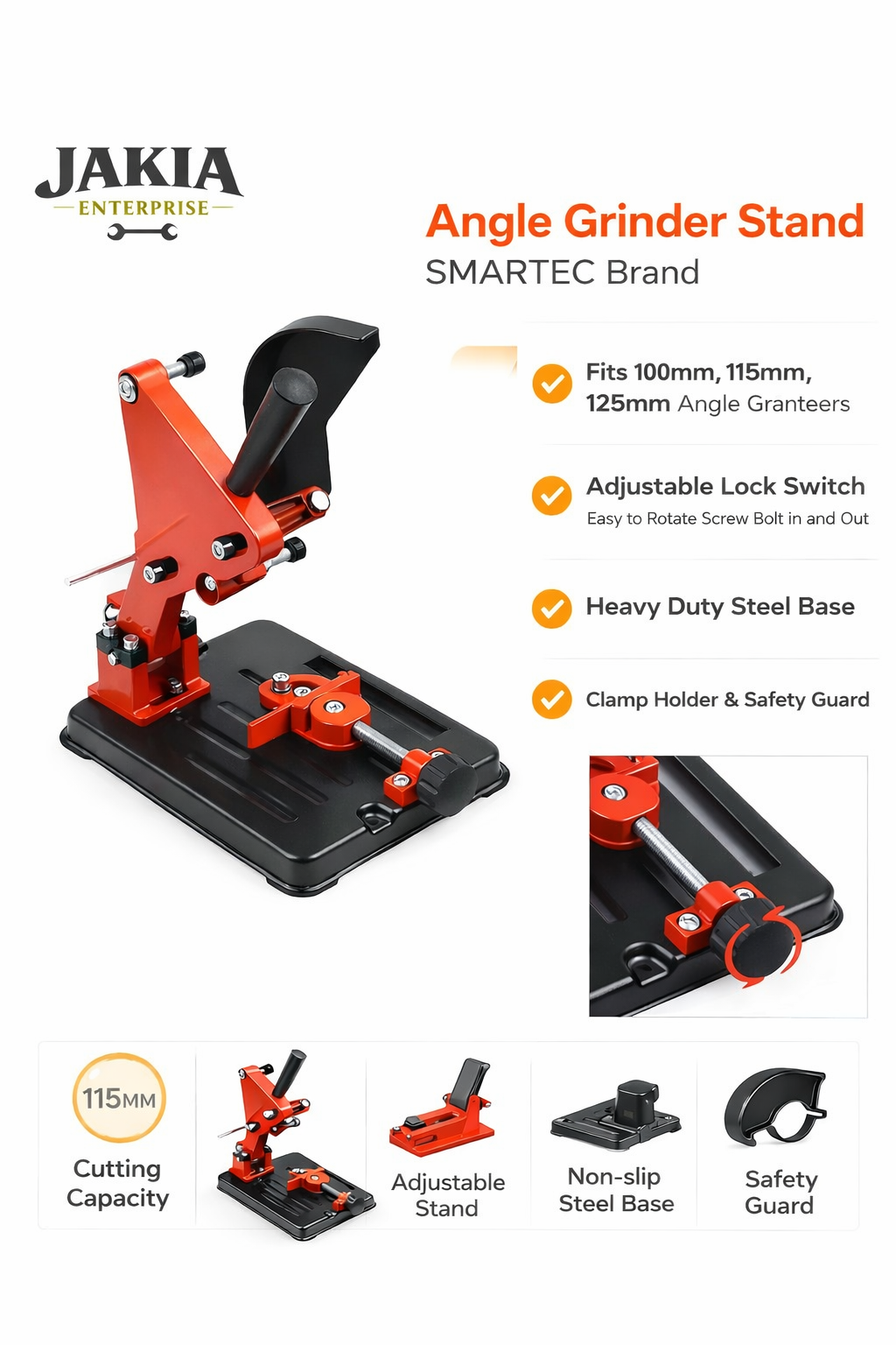 Picture of 115mm Multifunctional Angle Grinder Stand – Metal Cutting Support Bracket Holder - Red