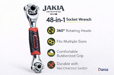 Picture of 48 in 1 Universal Socket Wrench – 360° Rotating Multi-Function Repair Tool - Red