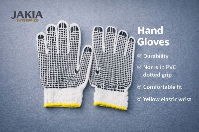 Picture of Non-Slip PVC Dotted Safety Hand Gloves – Comfortable Fit with Elastic Wrist - White