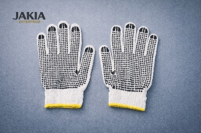 Picture of Non-Slip PVC Dotted Safety Hand Gloves – Comfortable Fit with Elastic Wrist - White