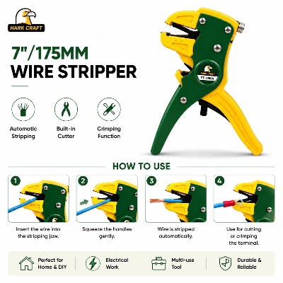 Picture of 7 Inch Automatic Wire Stripper Cutting Pliers Multifunction Electric Wire Cable Stripping Tool - Yellow