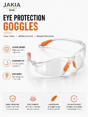 Picture of Safety Eye Protection Goggles Transparent Protective Glasses Anti Dust Anti Impact Safety Glasses for Industrial Construction Lab Workshop - Orange