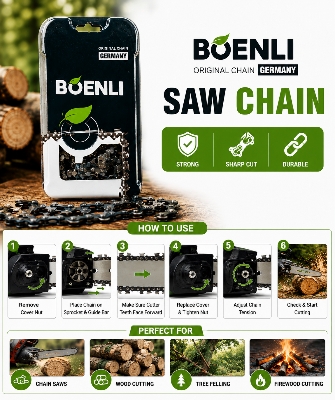 Picture of 16" Inche BOENLI Original Germany Saw Chain for Chainsaw Machine | Sharp Durable Heavy Duty Wood Cutting Chain - Green