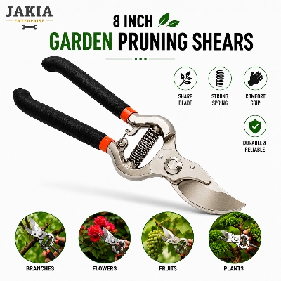 Picture of 8 Inch Garden Pruning Shears SK5 High Carbon Steel Sharp Blade Heavy Duty Gardening Cutter Secateur for Plants Flowers Branches - Silver