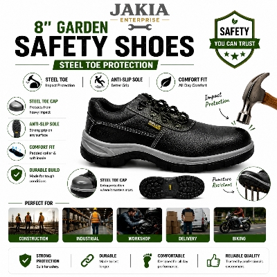 Picture of Solex Super Safety Shoes Steel Toe Industrial Work Shoes Anti Slip Protective Footwear for Men - Black