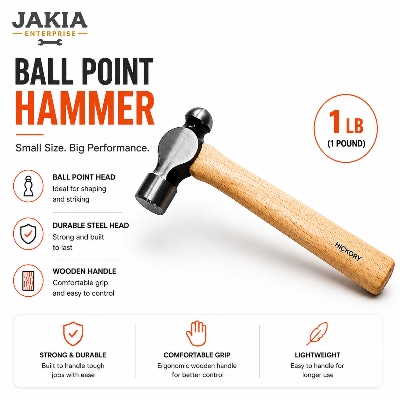 Picture of LB Ball Point Hammer Wooden Handle Heavy Duty Steel Hammer for Metal Work Repair & Workshop