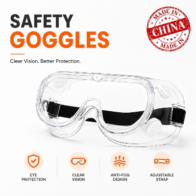 Picture of Anti Fog Protective Safety Goggles | Transparent Eye Protection Glasses for Lab, Industrial, Workshop & Chemical Safety | Adjustable Strap Safety Glasses - Multicolor