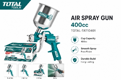 Picture of TOTAL 400cc Professional Air Spray Gun | Adjustable Paint Sprayer for Car Paint, Furniture, Wood & Wall Coating | Smooth Finish Spray Gun