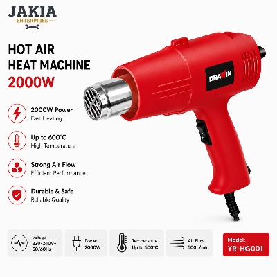 Picture of DRAWIN 2000W Professional Heat Gun Hot Air Blower Machine Fast Heating 600°C Industrial Heat Tool for PVC, Paint Removing & DIY Work - Multicolor
