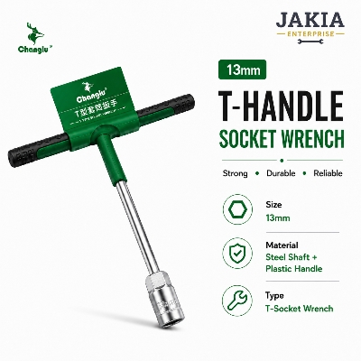 Picture of Changlu 13mm T-Socket Wrench with Plastic Handle | Heavy Duty Steel Shaft T Handle Socket Spanner Tool | Rust Resistant Comfortable Grip - Multicolor