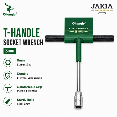 Picture of Changlu 8mm T-Socket Wrench with Plastic Handle | Heavy Duty Steel Shaft T Handle Socket Spanner Tool | Rust Resistant Comfortable Grip - Multicolor