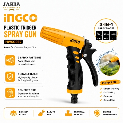 Picture of INGCO Trigger Spray Gun HWSG032 Adjustable Water Spray Nozzle Garden Car Wash Cleaning Gun 3 Spray Modes - Multicolor