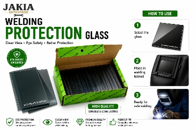 Picture of 50 Pc AU Extra DIN 12 Germany Welding Protection Glass | Welding Helmet Lens Filter Glass | Eye Protection Welding Shield Glass | Premium Welding Safety Glass - Multicolor