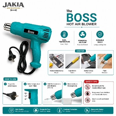 Picture of Professional Hot Air Blower Dual Temperature Heat Gun for Mobile Repair, Electronics, Heat Shrink, Soldering & DIY Projects - Multicolor