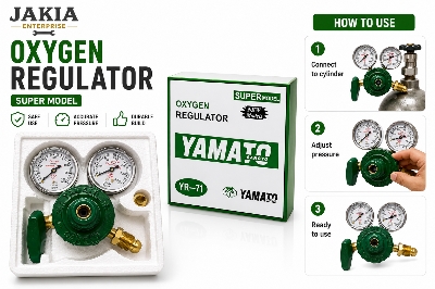 Picture of YAMATO YR-71 Oxygen Regulator Super Model with Dual Pressure Gauge – Heavy Duty Oxygen Cylinder Pressure Regulator for Welding, Medical & Industrial Use