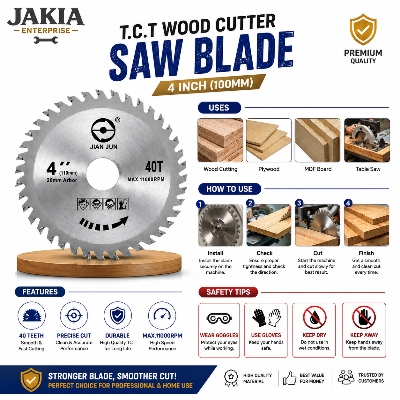 Picture of 4 Inch TCT Wood Cutter Saw Blade 40 Teeth Circular Cutting Disc for Wood Cutting Machine, Angle Grinder & DIY Woodworking - Multicolor