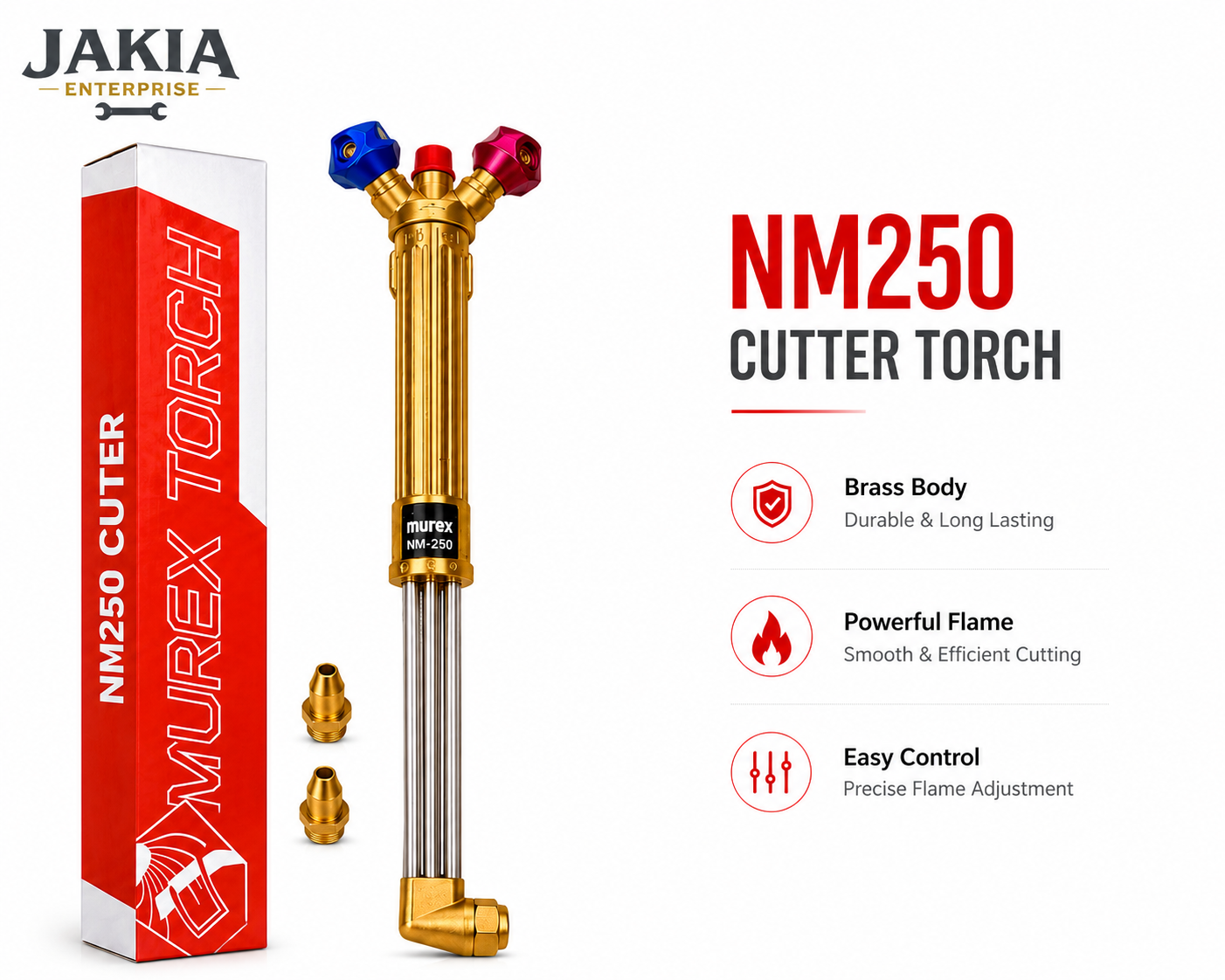 Picture of Murex NM250 Gas Cutting Torch | Heavy Duty Brass Cutter Torch | Oxygen Acetylene Cutting Torch for Metal, Steel & Industrial Fabrication - Multicolor