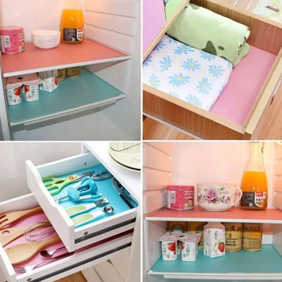 Picture of 4 Pcs Washable Refrigerator Mat Waterproof Fridge Mate Drawer Matt-Multicolor