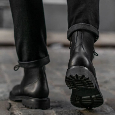 Picture of Fashion boots for Men | Genuine Leather Black Fashion Ankle Boot For Bikers- Indispensable -Quality And Durablity