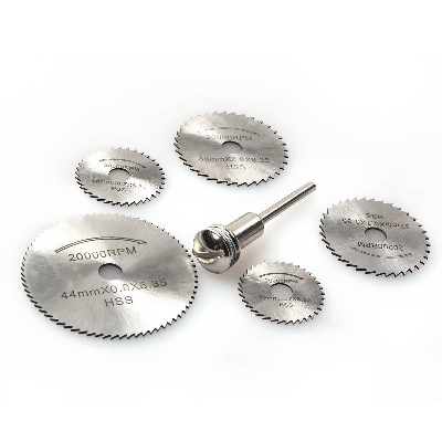 Picture of Mini HSS Circular Saw Blades Rotating Tools Diamond Cutting Discs Chuck Rotary Bit Set  (6 Pieces) (Silver)
