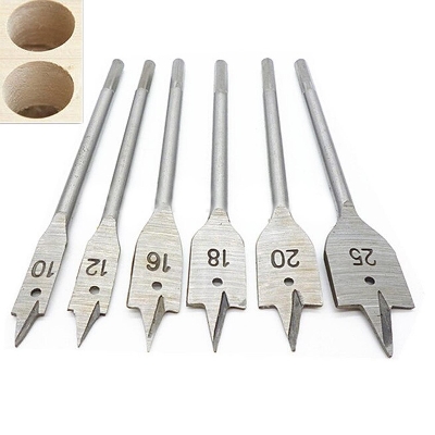 Picture of 6 Piece HSS Flat Drill Bit Set For Plastic, Fiber, Wooden Work (Silver)