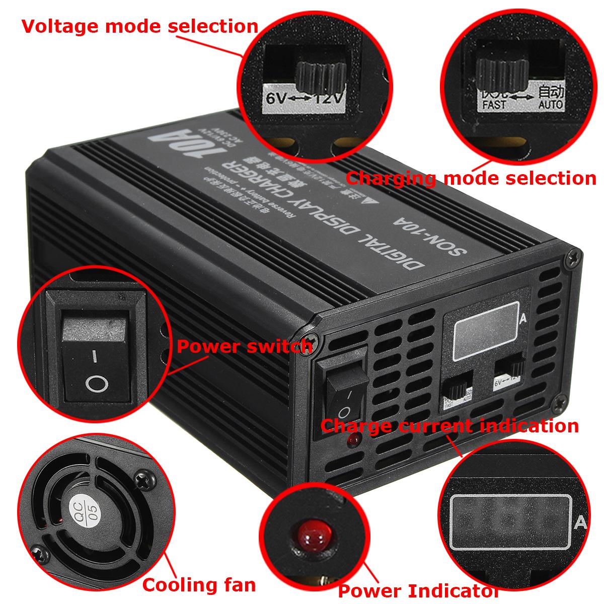 Picture of 10A Automatic Digital Display 12V & 6V Battery Fast Charger (Multicolor)