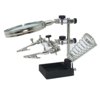 Picture of Third Hand Soldering Stand With Magnification Glass Lens (Multicolor)