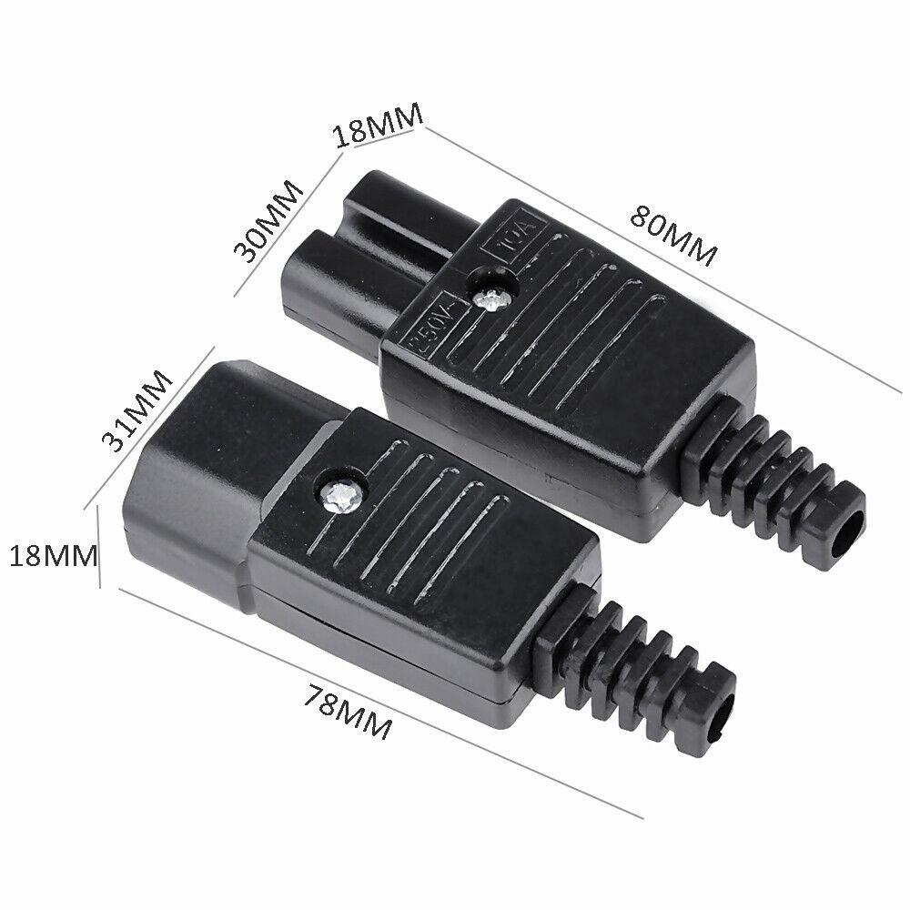 Picture of Rewireable IEC BX-09 BX-10 250V 10A Male Female Inline Socket & Plug Connector ()