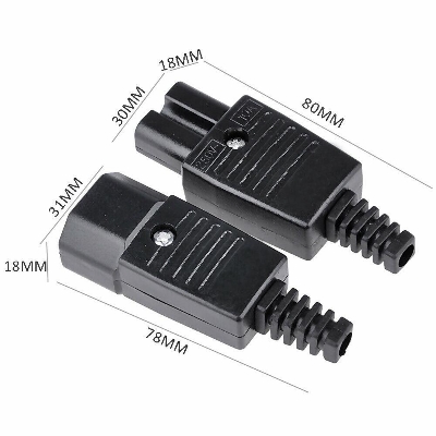 Picture of Rewireable IEC BX-09 BX-10 250V 10A Male Female Inline Socket & Plug Connector ()