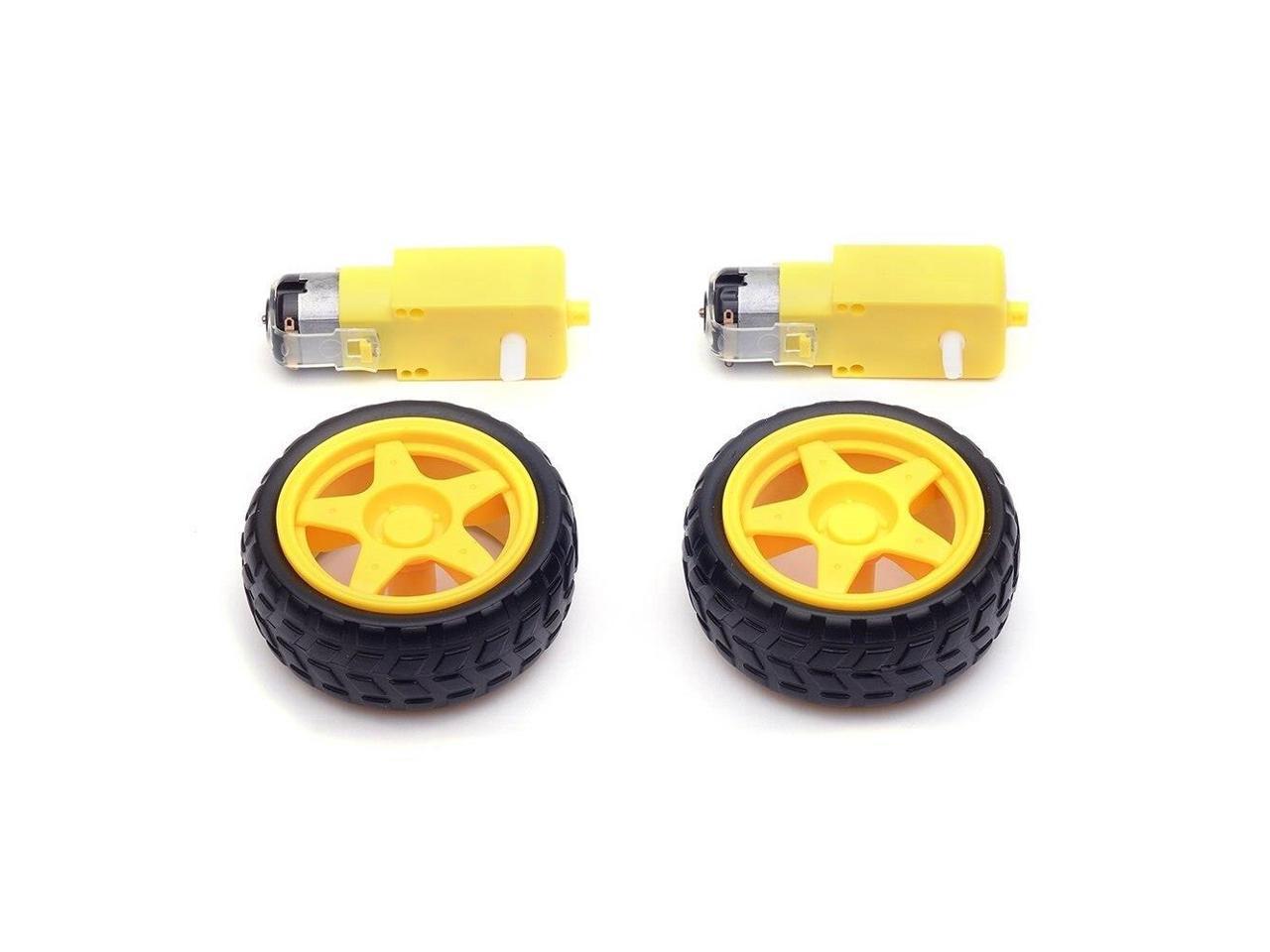Picture of Smart Robot Car Dual Shaft Gear Motor With Tire Wheel (2 set) (Multicolor)