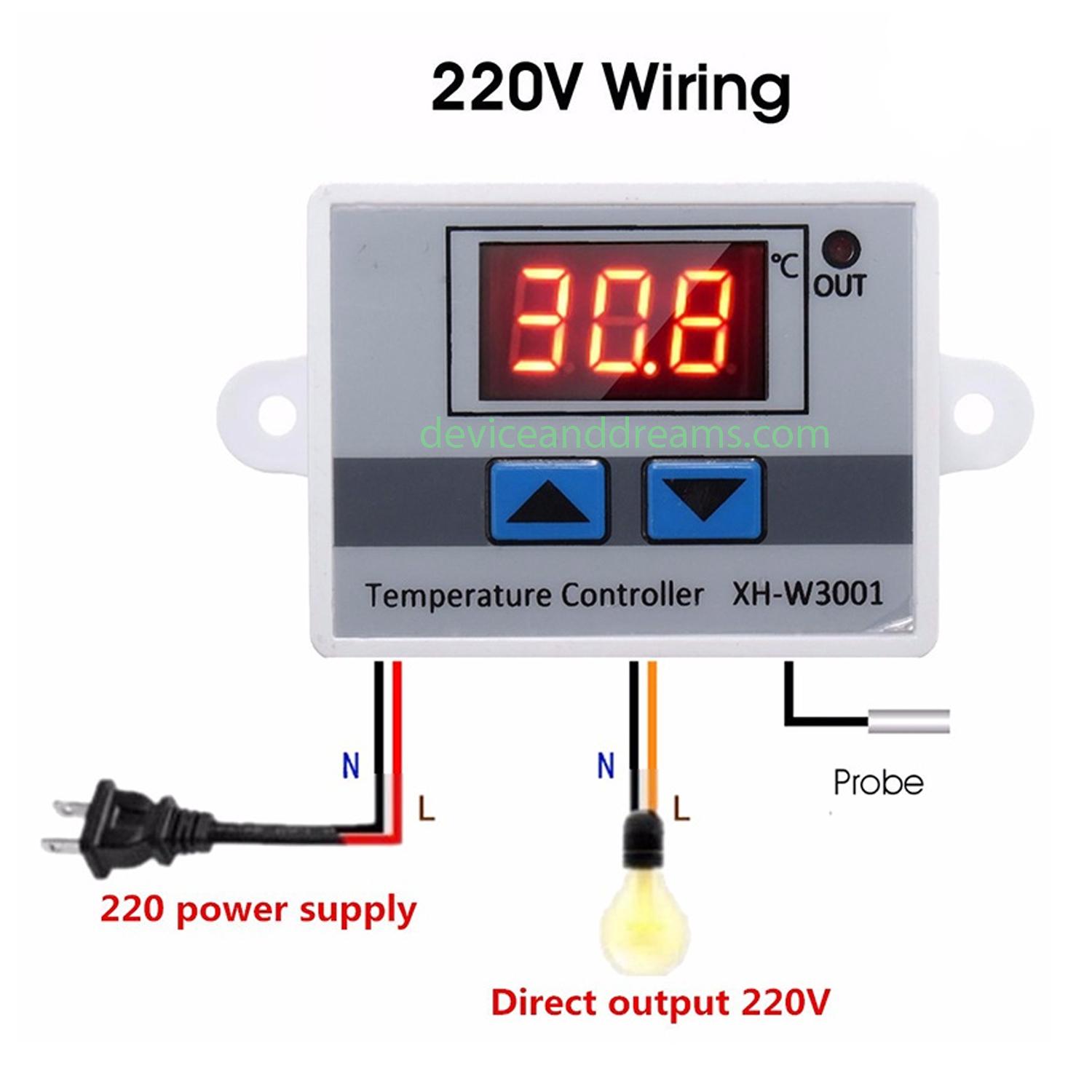 Picture of XH-W3001 220V 1500W Digital LED Display Temperature Controller Thermostat Control Switch (Multicolor)