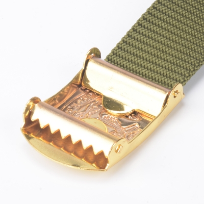 Picture of Emphasized Craftsmanship - Vintage Boy Scouts Solid Brass Belt Buckle and Green Canvas Belt - Stylish and Lenient - Indulge Luxe